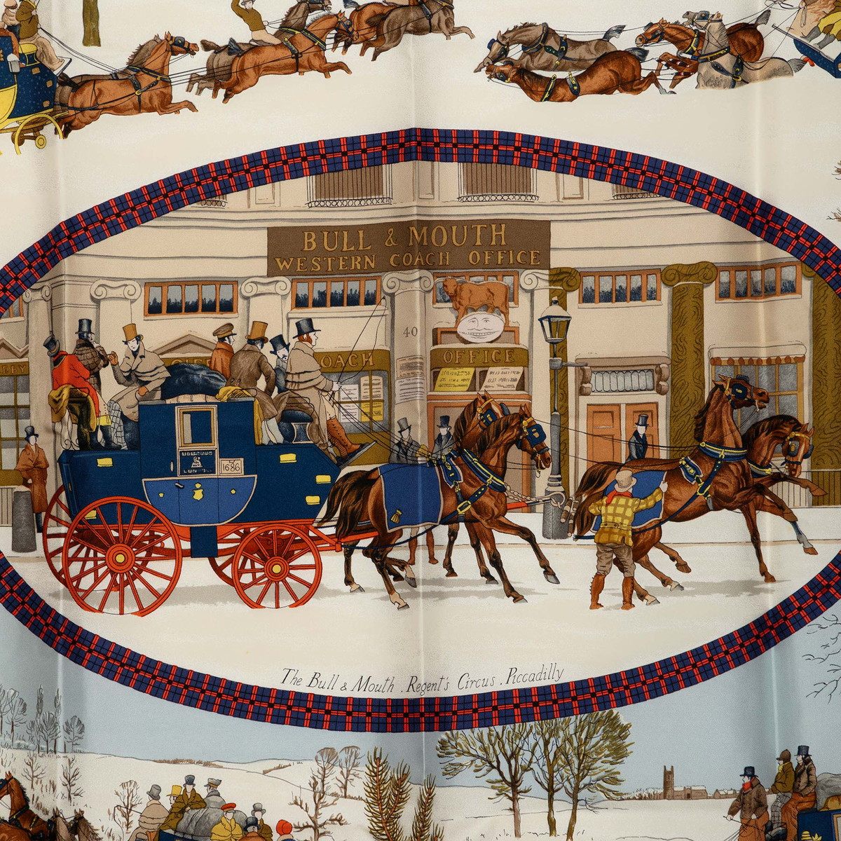 エルメス カレ90 L'Hiver en Poste シルクスカーフ