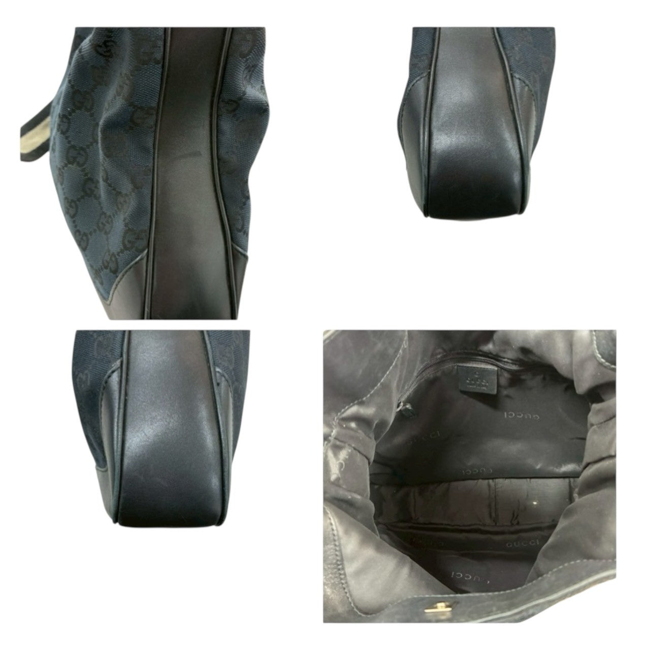 グッチ バンブー GGキャンバス レザー ショルダーバッグ