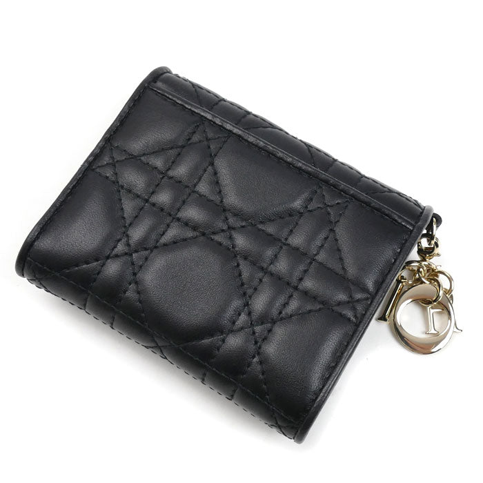 ディオール カナージュ ロータスウォレット ラムスキン 三つ折り財布