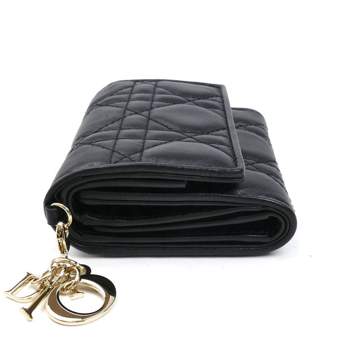 ディオール カナージュ ロータスウォレット ラムスキン 三つ折り財布