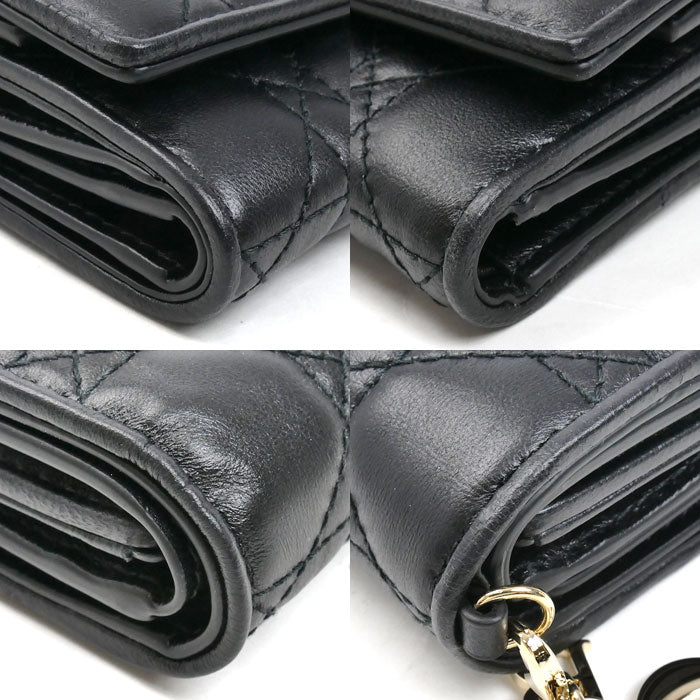 ディオール カナージュ ロータスウォレット ラムスキン 三つ折り財布