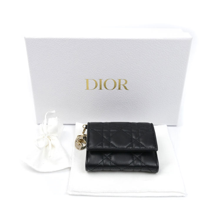 ディオール カナージュ ロータスウォレット ラムスキン 三つ折り財布
