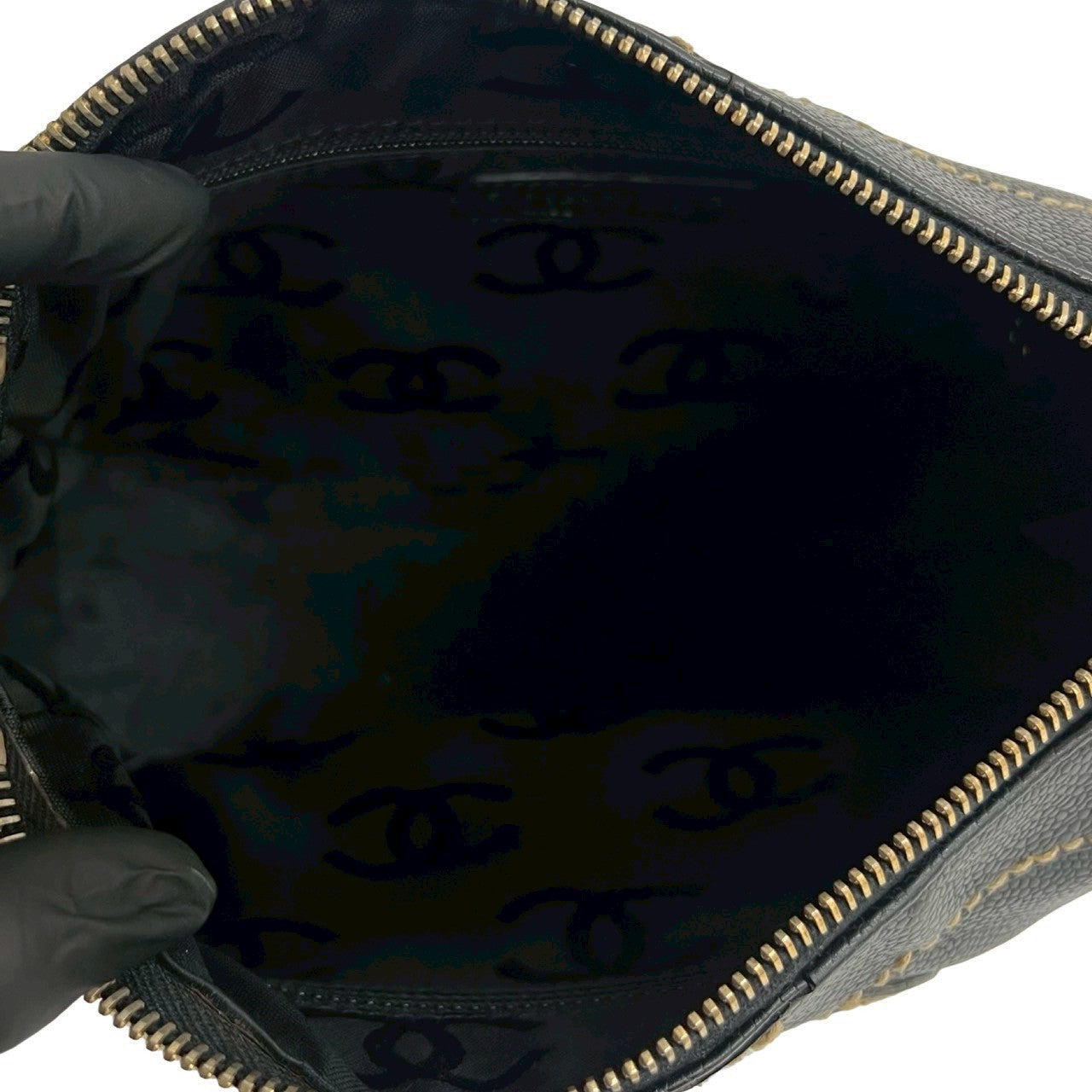 シャネル キャビア レザー ハンドバッグ