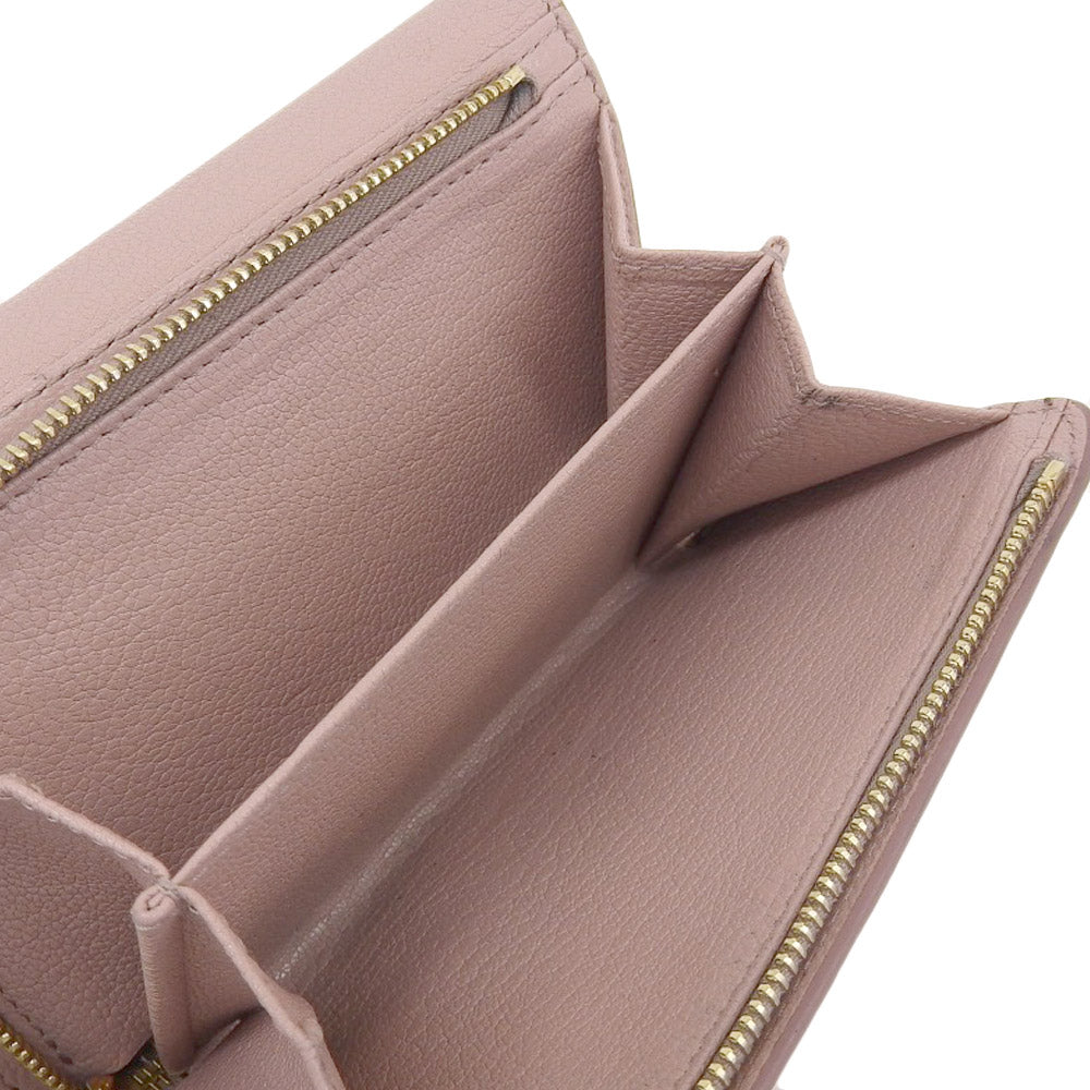ミュウミュウ レザー Lジップ 三つ折り財布 ピンク