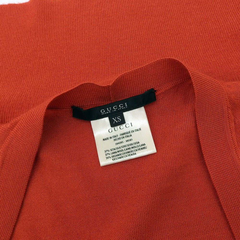 グッチ シルクウールカシミア XS カーディガン レッド