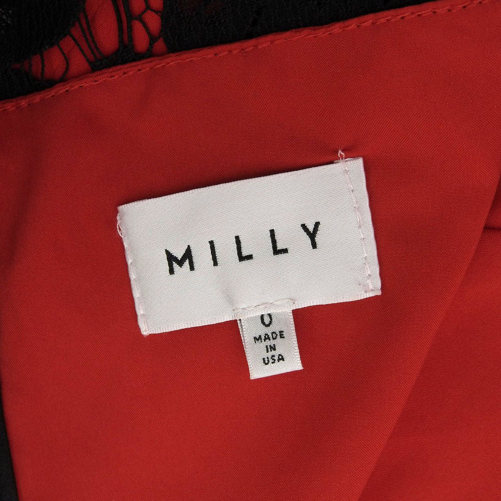 Milly シルク ドレス レッド ブラック サイズ 0
