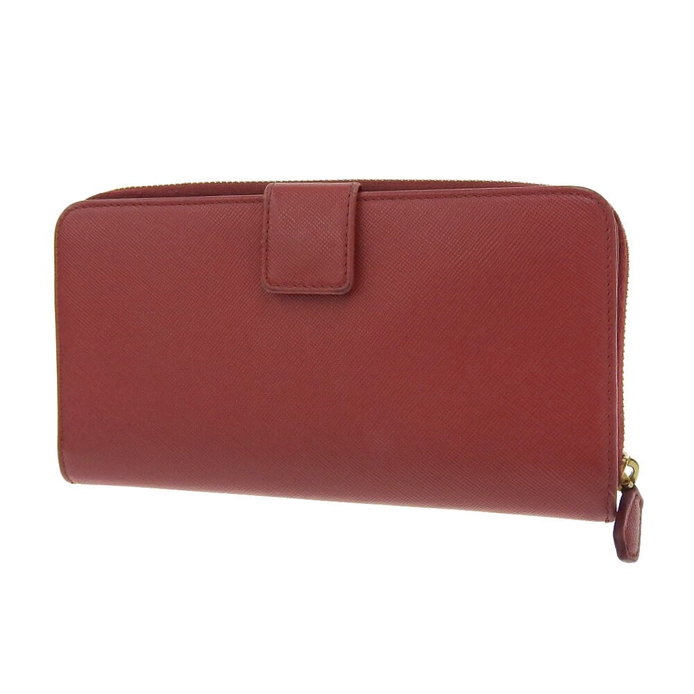 プラダ レザー ジップ アラウンド ウォレット レッド