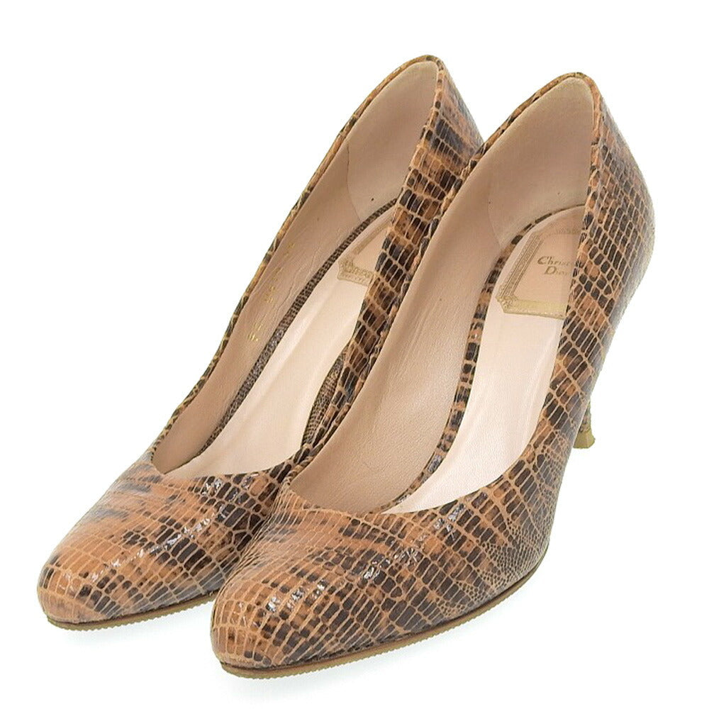 クリスチャン ディオール パテントレザー パンプス ブラウン