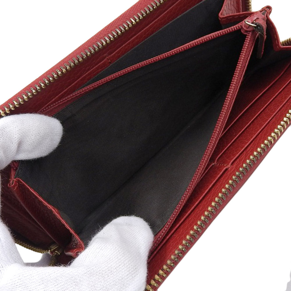 グッチ GG マーモント レザー ロング ウォレット レッド