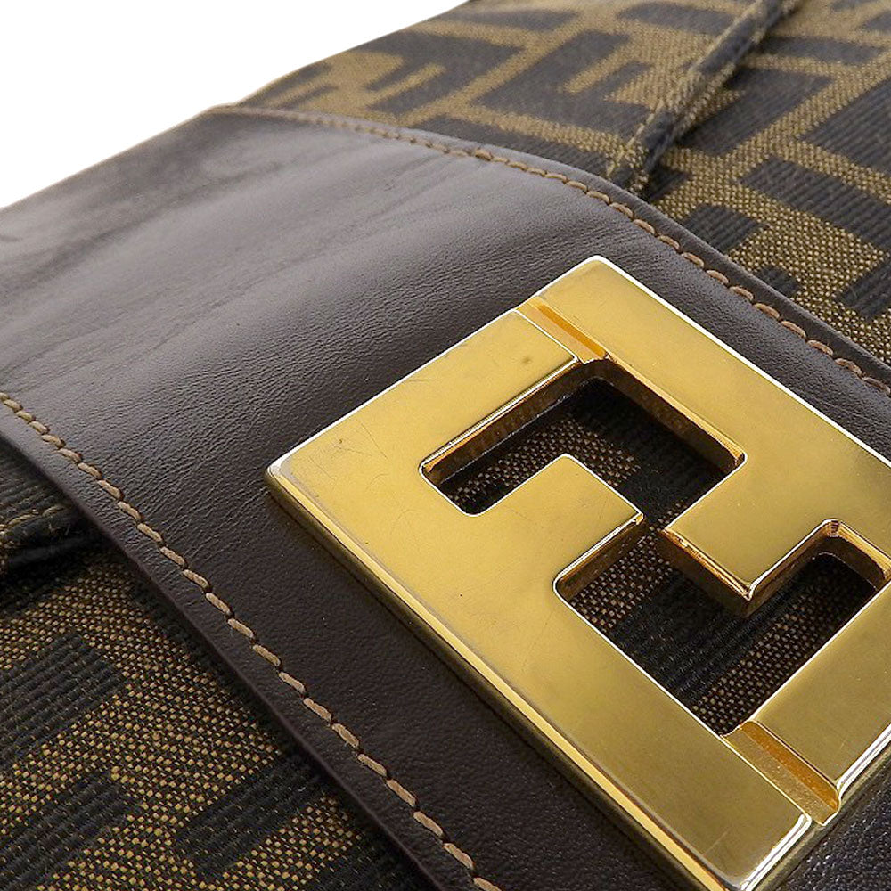 フェンディ キャンバスレザー ショルダーバッグ ヴィンテージ