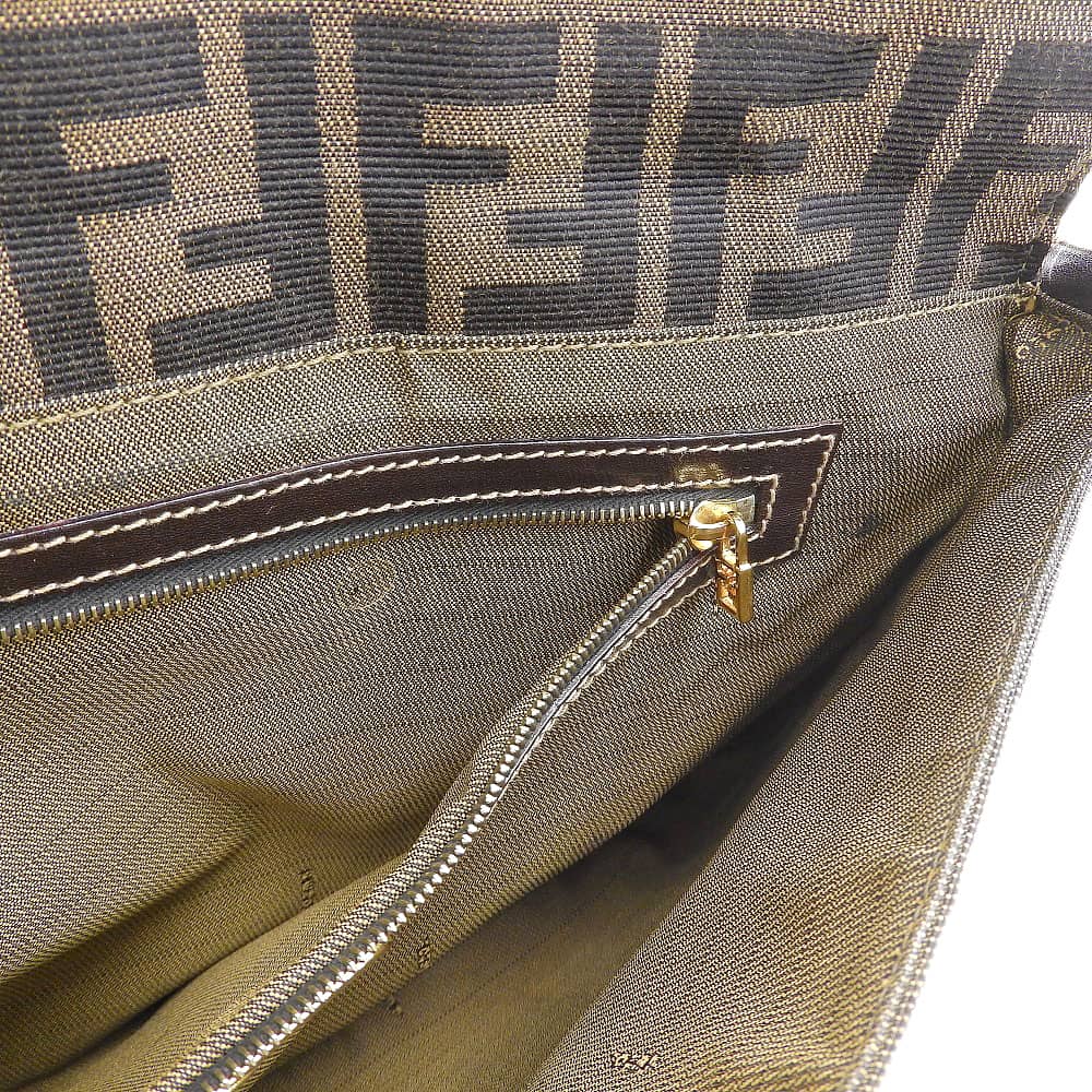 フェンディ キャンバスレザー ショルダーバッグ ヴィンテージ