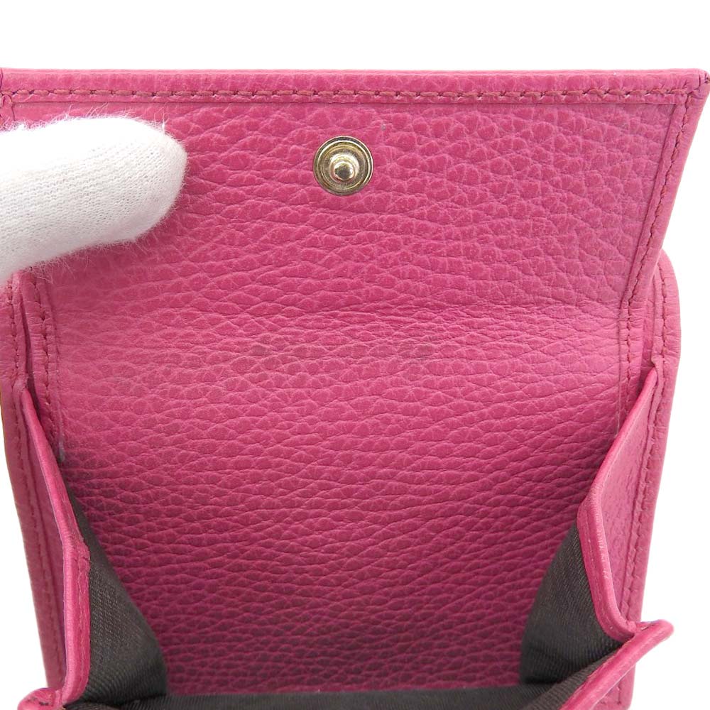グッチ ピンク レザー 三つ折り財布