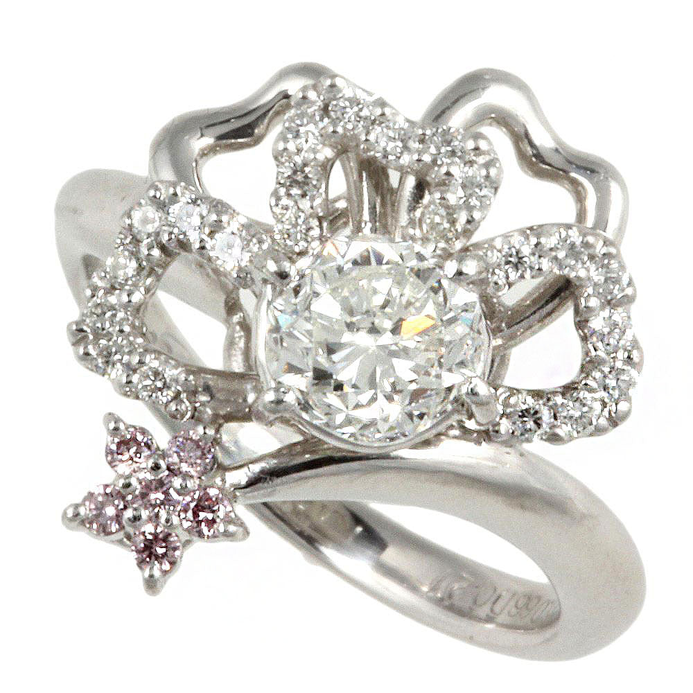 Pt900 ダイヤモンドリング 1.027ct ピンクダイヤ 0.066ct