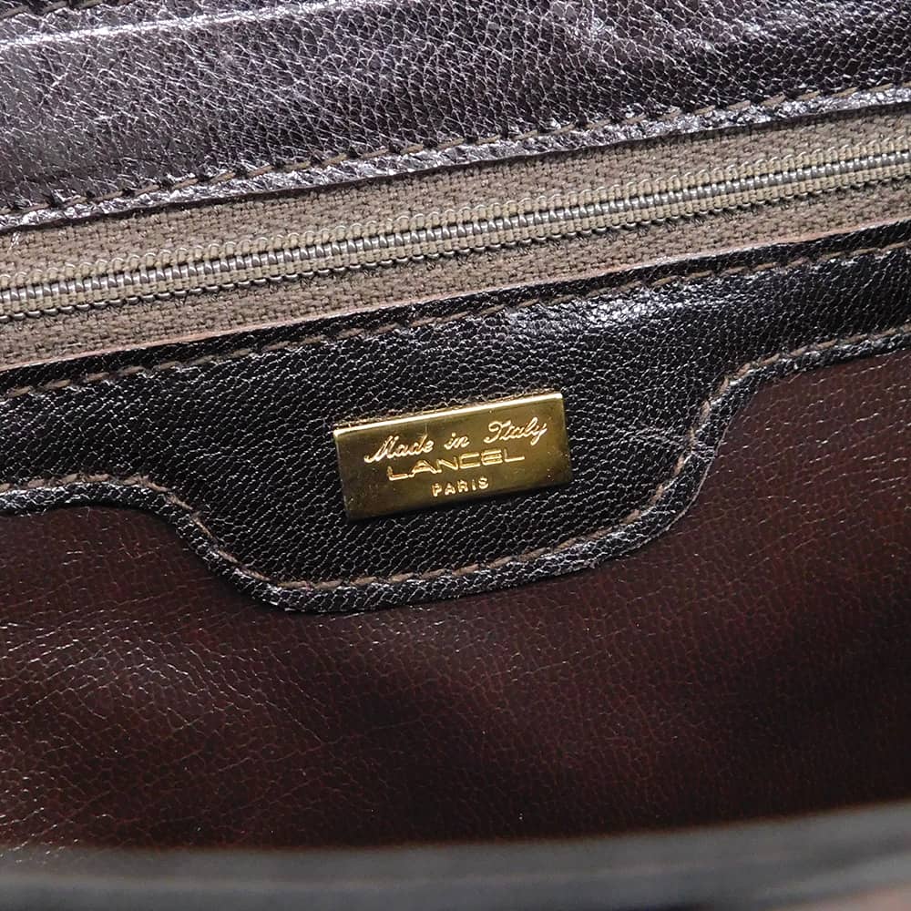 LANCEL クロコダイル レザー ワンショルダー バッグ ブラウン