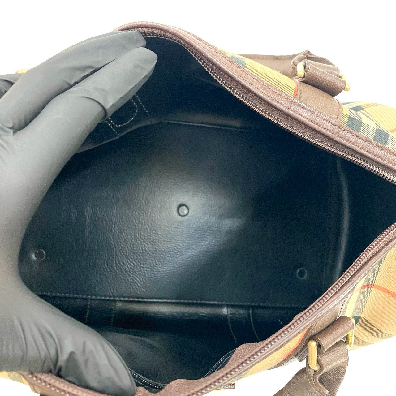 バーバリーズ ノバ チェック キャンバス レザー ハンドバッグ