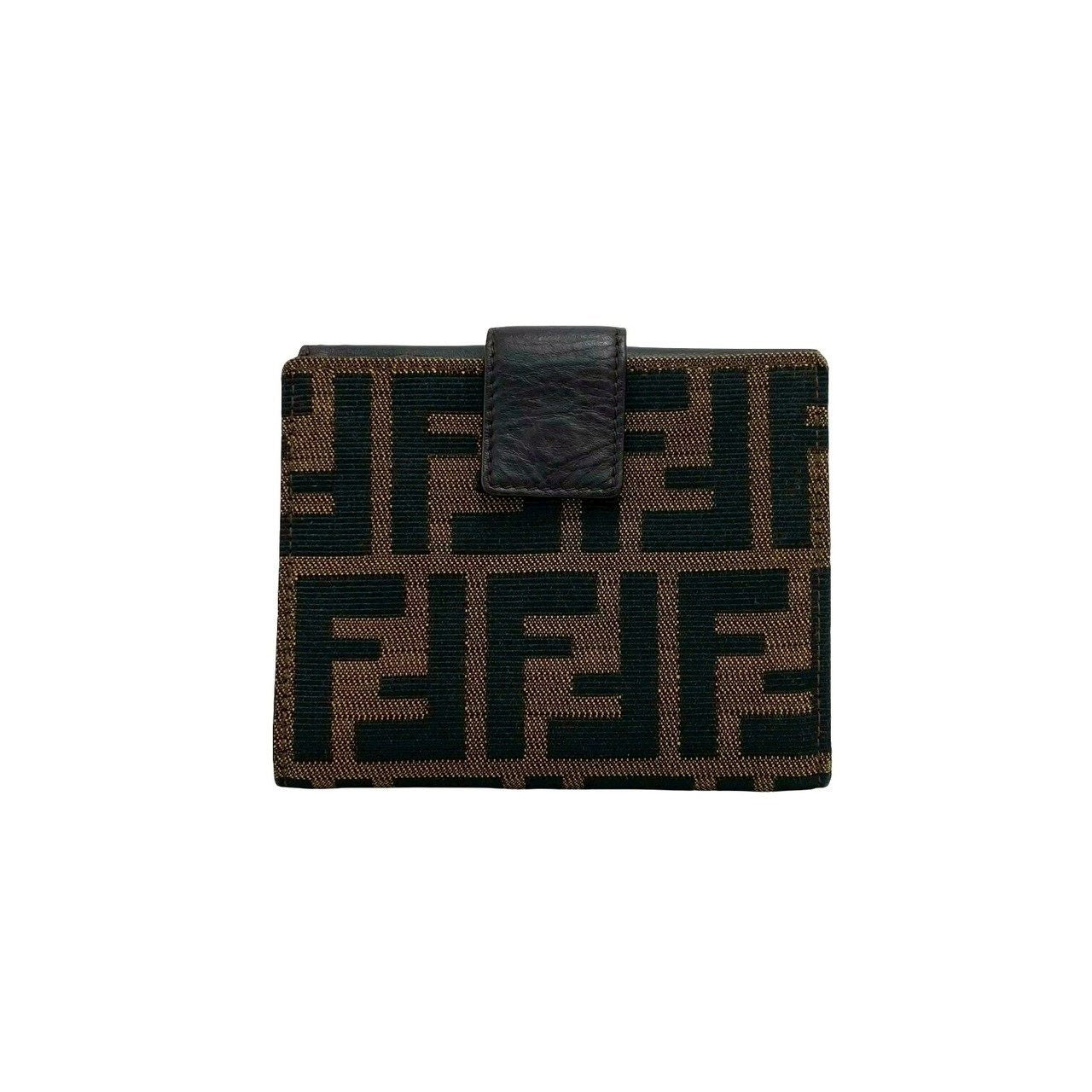 フェンディ ズッカ キャンバス レザー 二つ折り財布