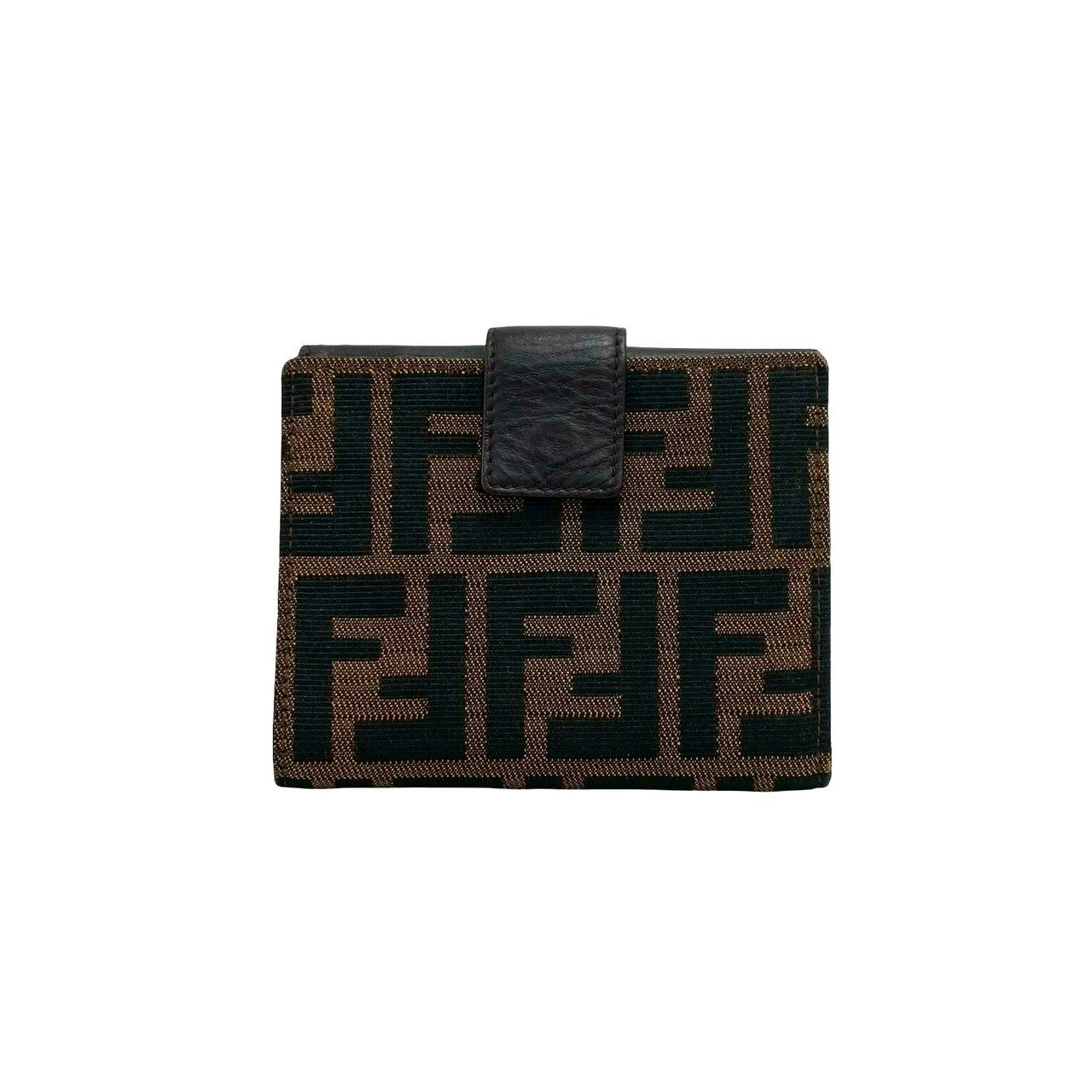 フェンディ ズッカ キャンバス レザー 二つ折り財布