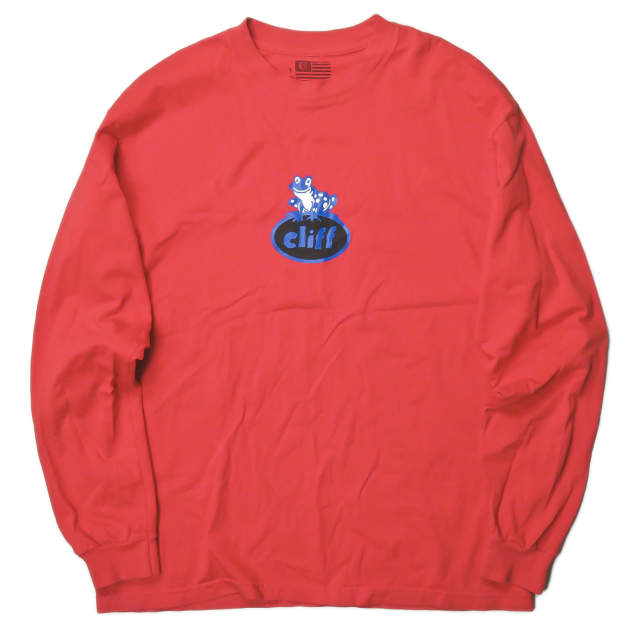 クリフ ロゴ L/S Tシャツ レッド コットン