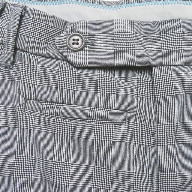 マンド GLEN CHECK TUCK WIDE PANTS ポリエステルレーヨンパンツ