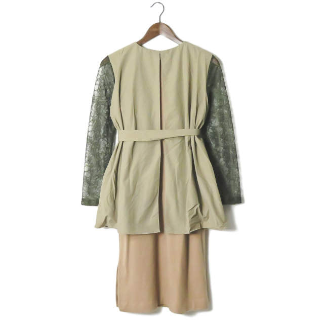 YOSHIYO レース スリーブ レイヤード ワンピース ドレス