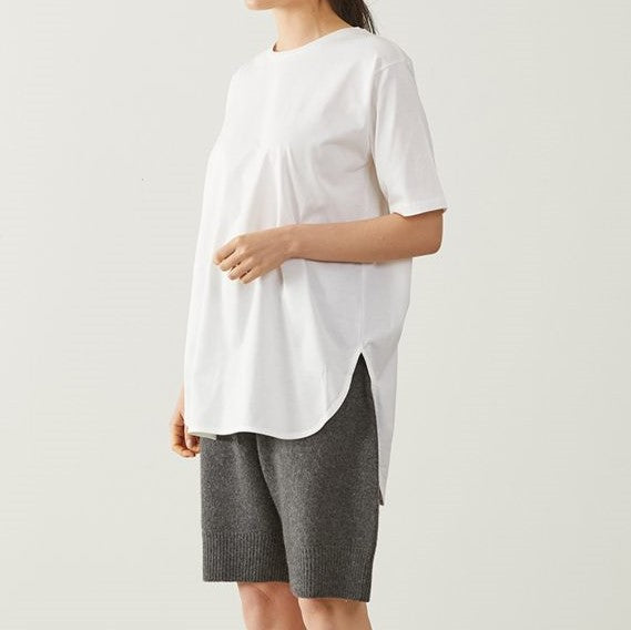 ADAWAS ジャージー ラウンド ヘム Tシャツ S/S コットン