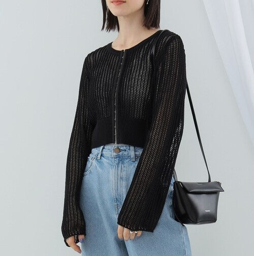 Ray BEAMS 24SS フロントフック クルーネック カーディガン