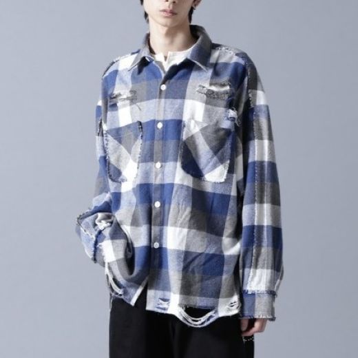 ダンケシェーン FLANNEL DAMAGE SHIRTS BLOCK フランネルシャツ
