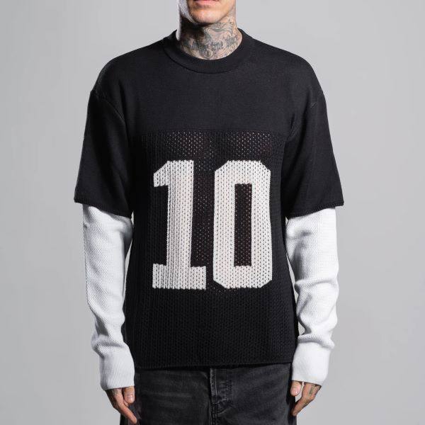 アスクユアセルフ Knit Mesh Long Sleeve Jersey ニットトップス