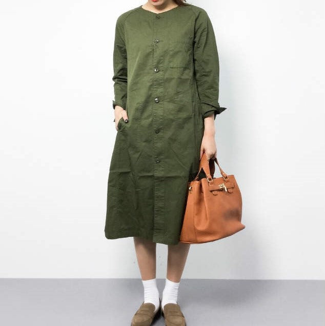 BEAMS BOY オリーブ ミリタリー シャツ ドレス