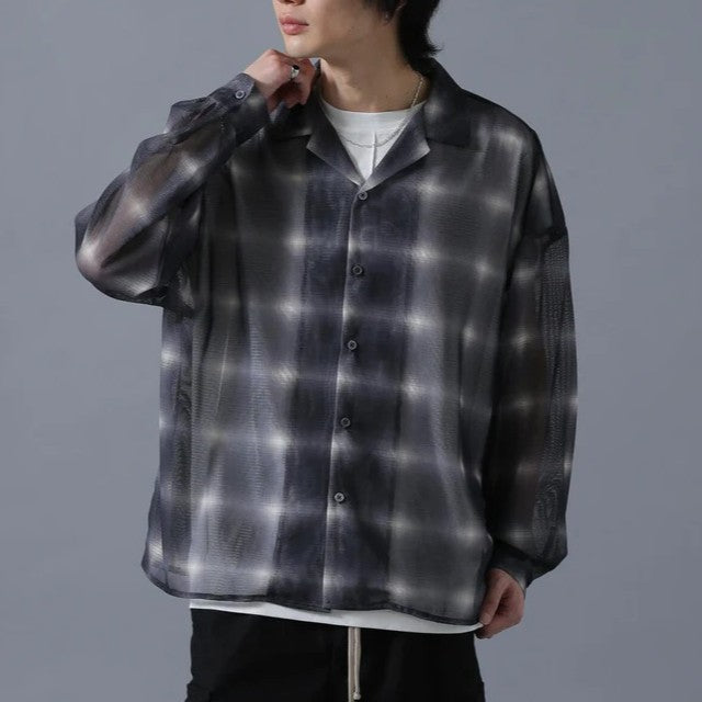 ダンケシェーン OMBRE CHECK MESH ロングスリーブシャツ