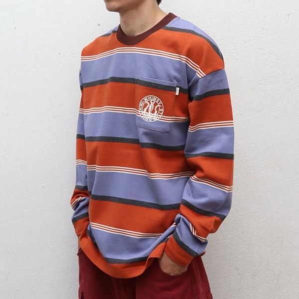 ウィムジー SNAP SLEEVE BORDER TOP コットン 長袖Tシャツ