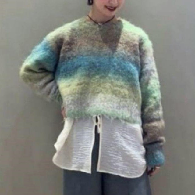 Ray BEAMS グラデーション クルーネック ニットトップ