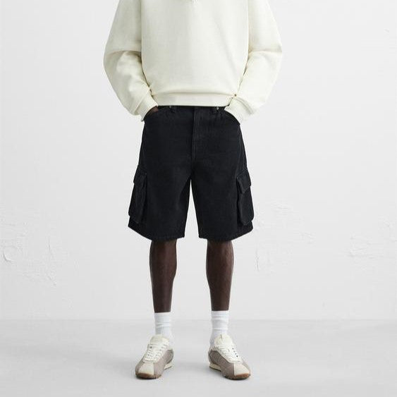 ザラ DENIM CARGO SHORT コットン ショートパンツ