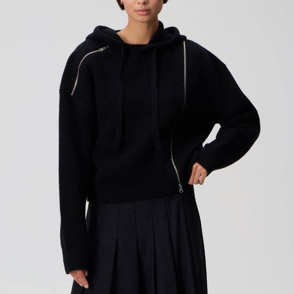 キスニューヨークシティ Juni Zipper Sweater Hoodie ニットパーカー