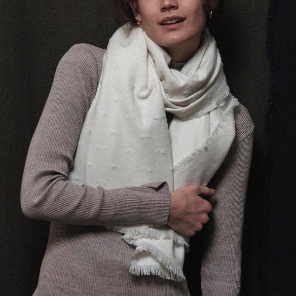 THROW ELENA W C Boucle Dot ウールカシミヤストール