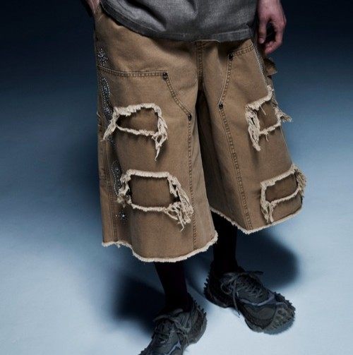 ダンケシェーン STUDS W-KNEE DUCK SHORTS コットンショーツ
