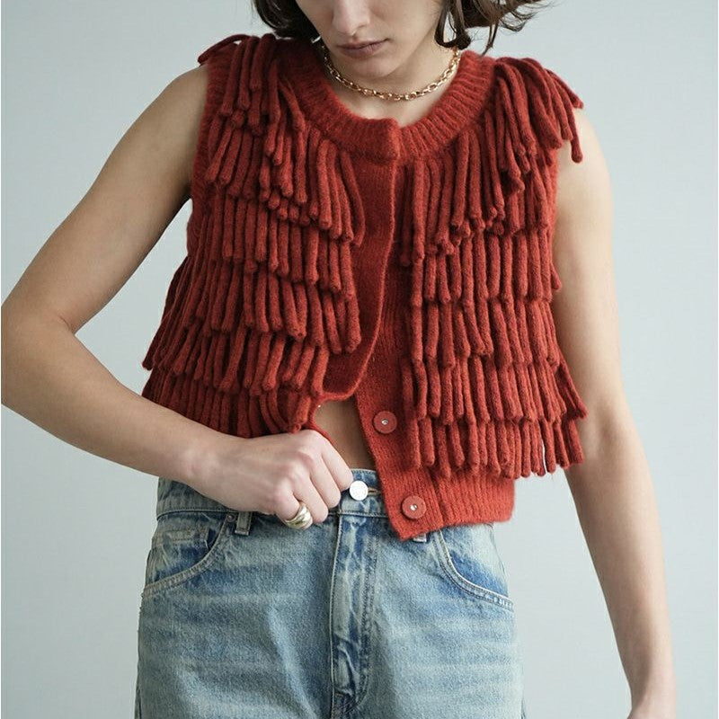 クラネ W FACE FRINGE KNIT VEST ニットベスト