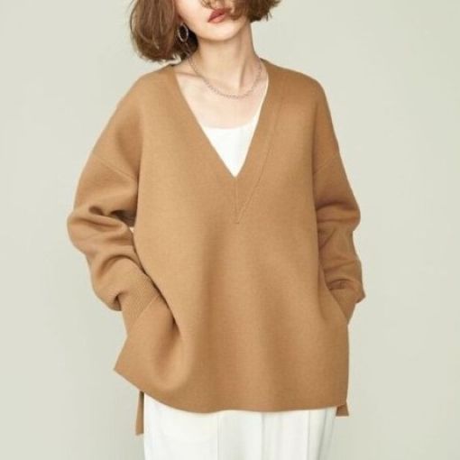 コンテ V-NECK PULLOVER ウールポリエステルセーター