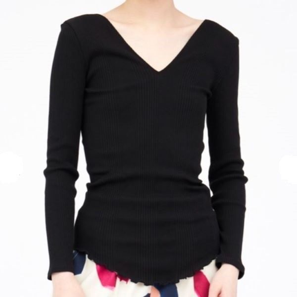 ハクジ Random Rib LS PO コットンシルクプルオーバー