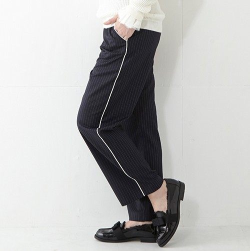 レイビームス ストライプパイピングパンツ