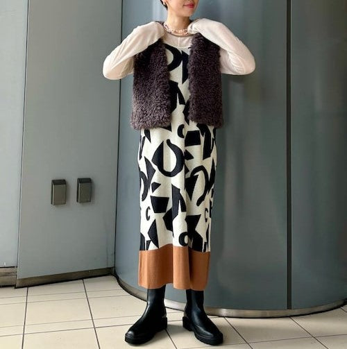ラート knit one piece 綿レーヨン ニットワンピース