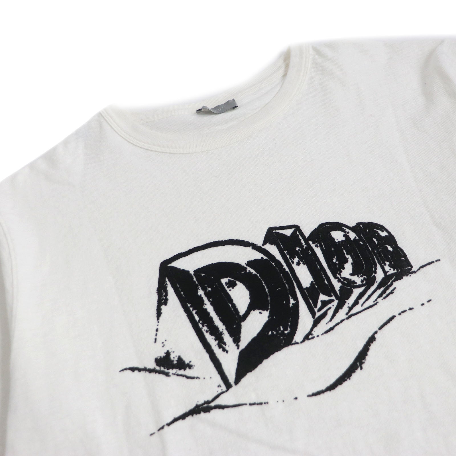 ディオール スラブ コットン クルー ネック Tシャツ ホワイト XL