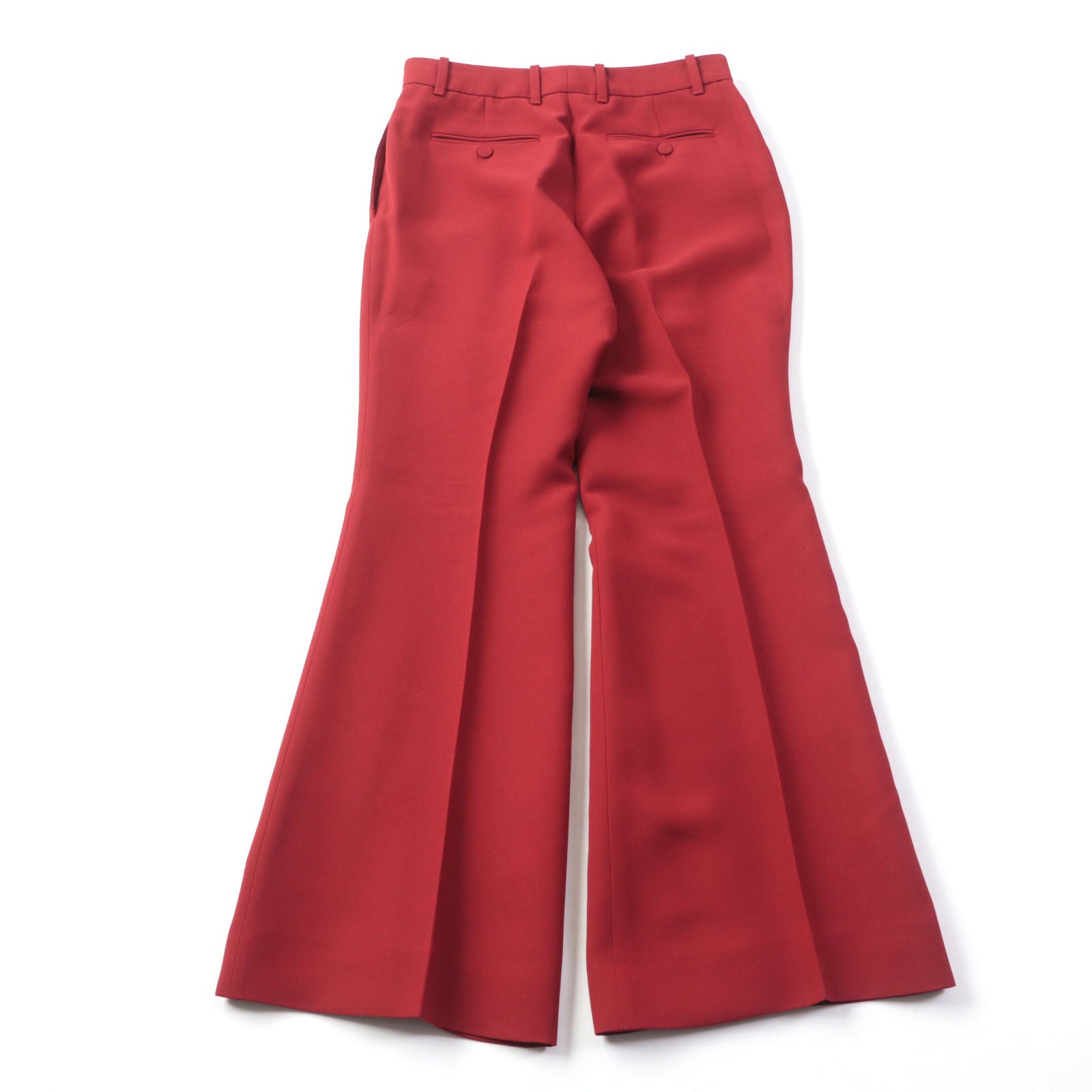 グッチ シルク ウール フレア ロング パンツ レッド 40