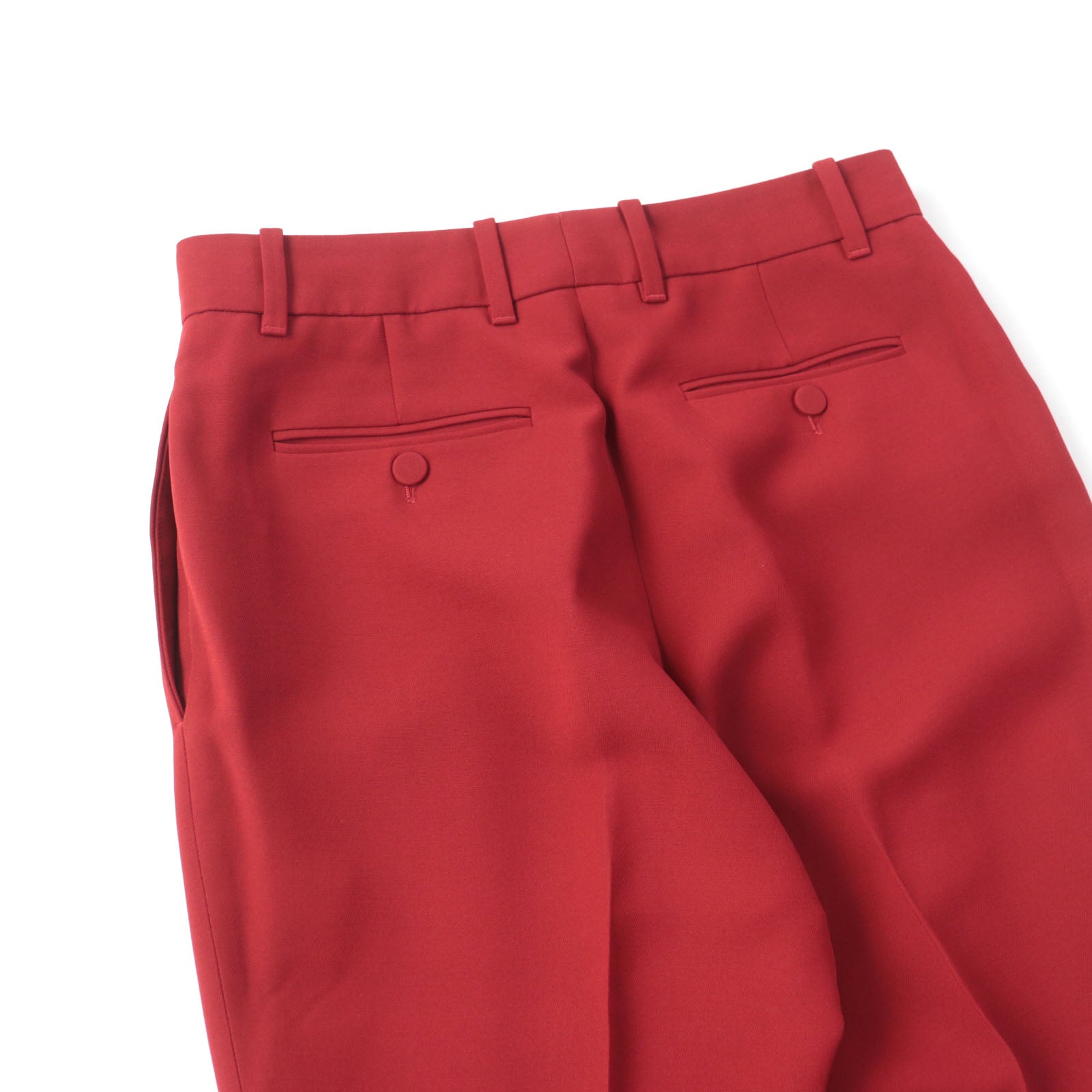 グッチ シルク ウール フレア ロング パンツ レッド 40