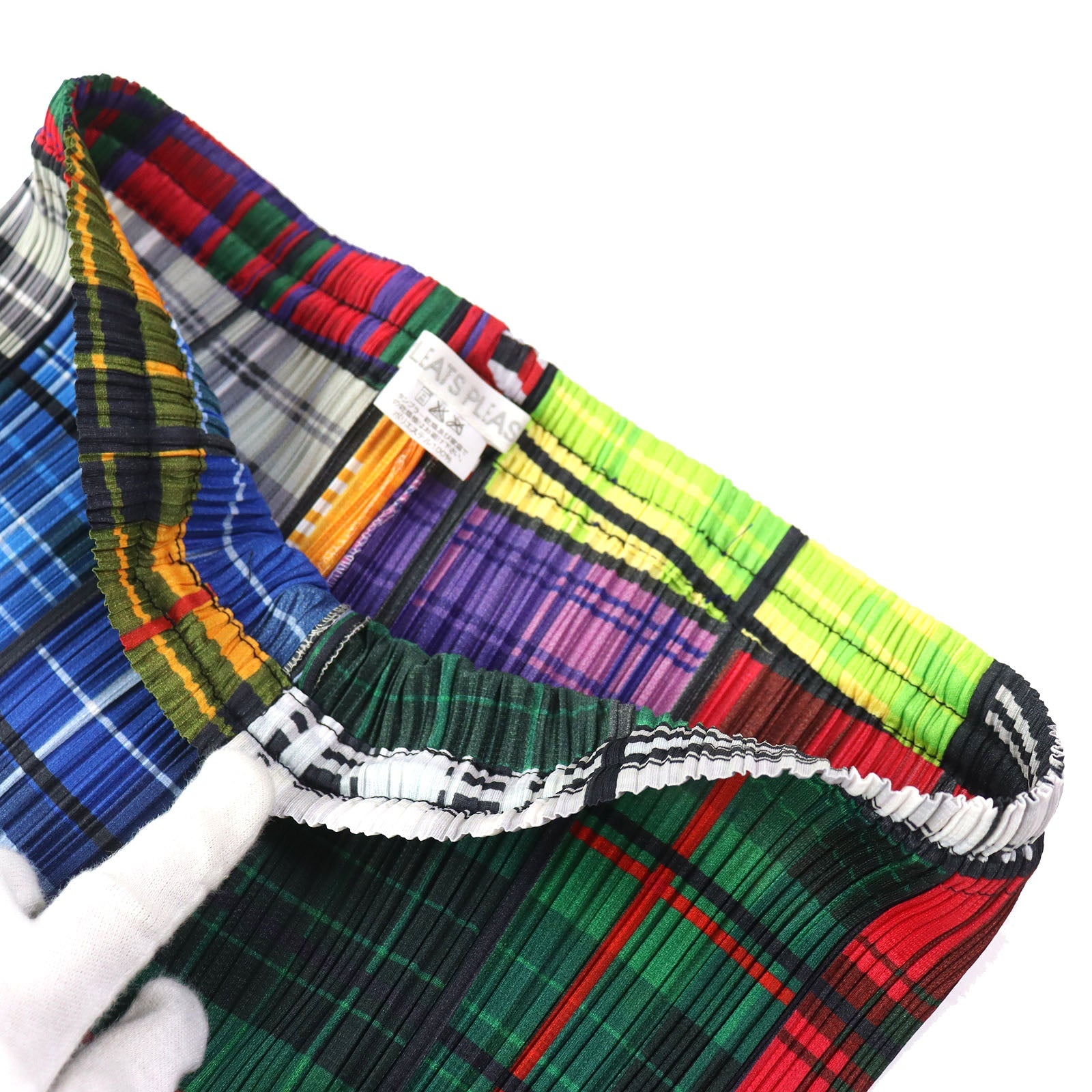 PLEATS PLEASE パッチワーク プリント クロップド パンツ
