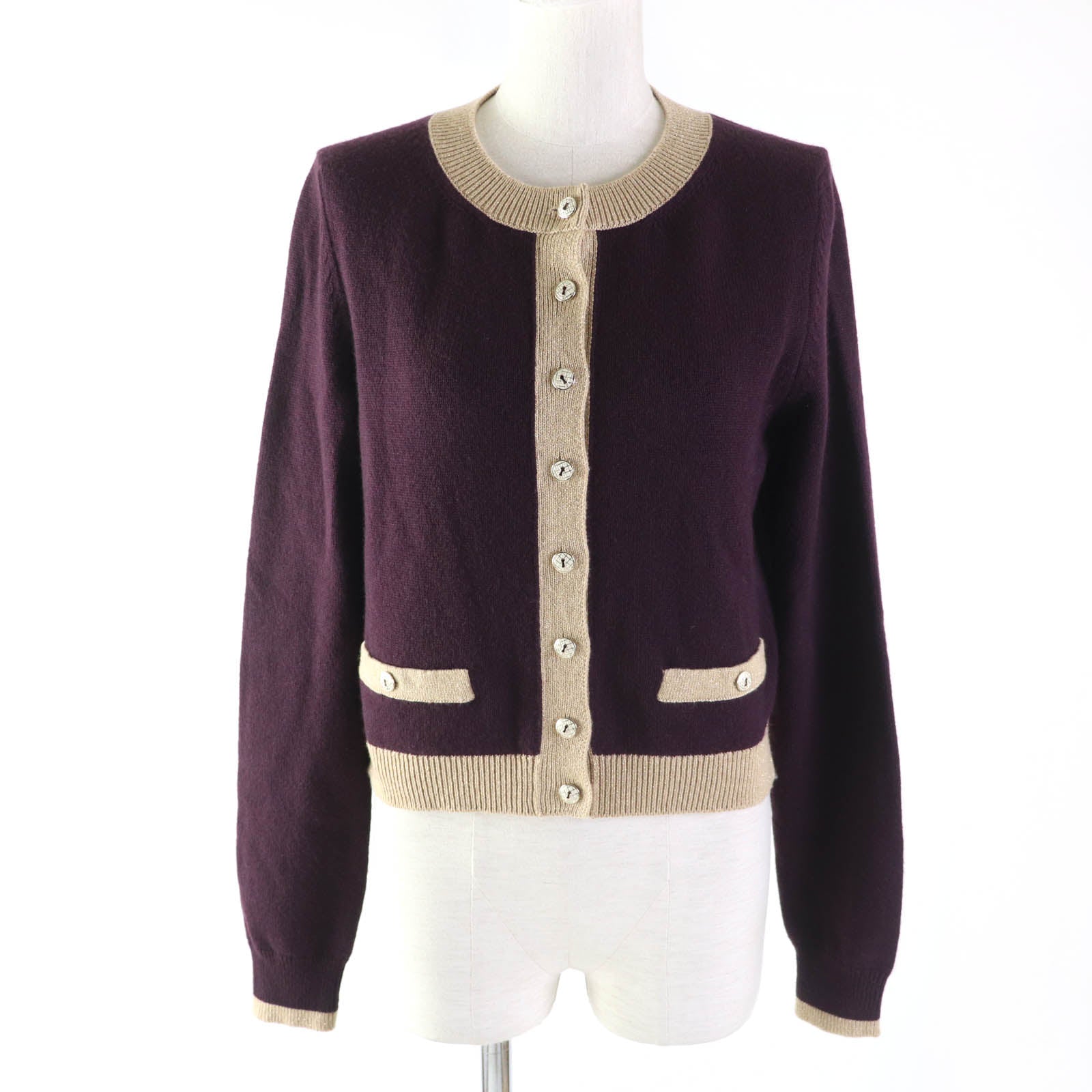 シャネル カシミア ポリエステル カーディガン 38