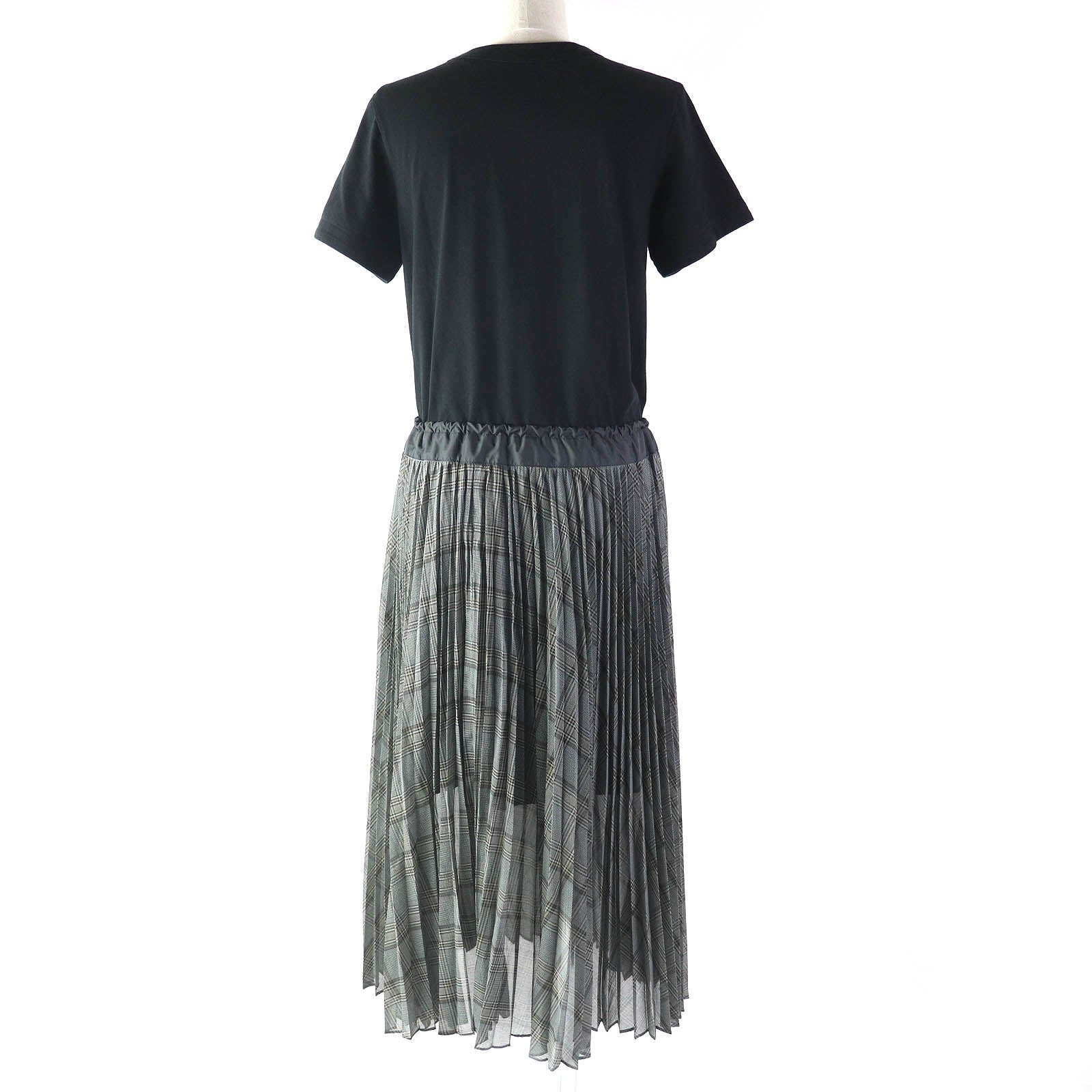 Sacai グレン チェック コットン Tシャツ マキシ ドレス