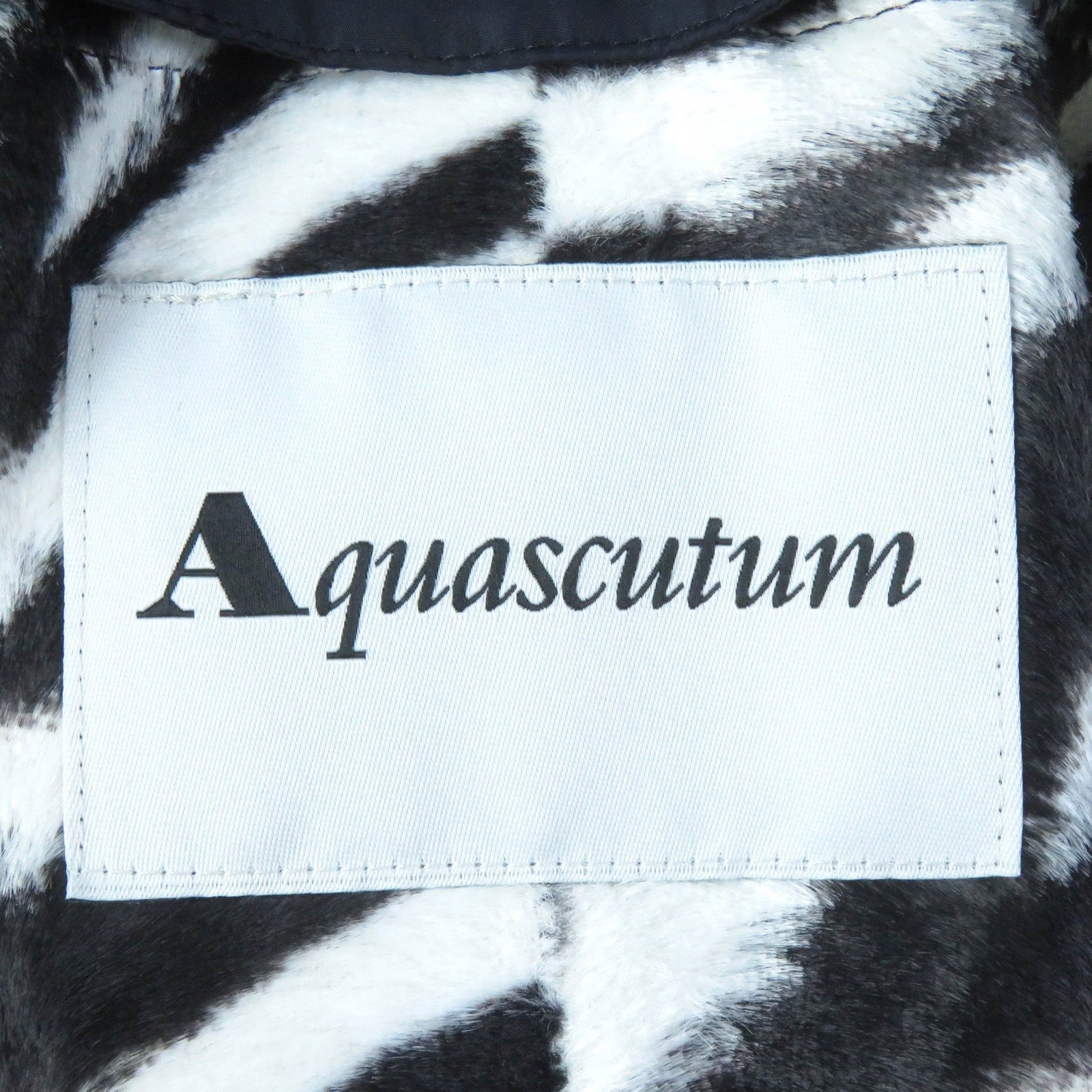 Aquascutum ゼブラプリント コート ネイビー S レディース