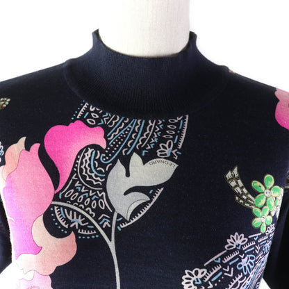 LEONARD FASHION ウール シルク ブレンド ハイネック ニット