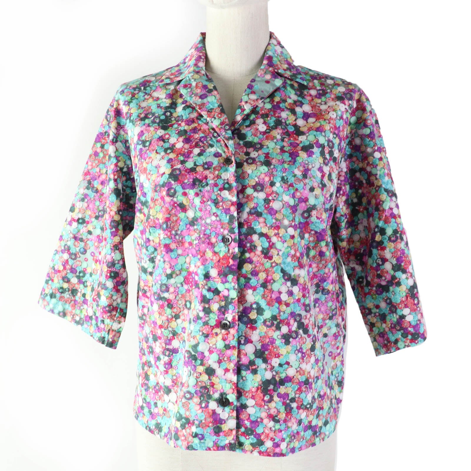DRIES VAN NOTEN ビーズプリント オープンカラーシャツ